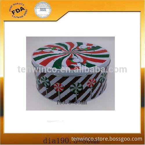 Wholesale ,Custamized Fancy Gift Tin pacgag, Chirstmas Round Cookie Tin Box